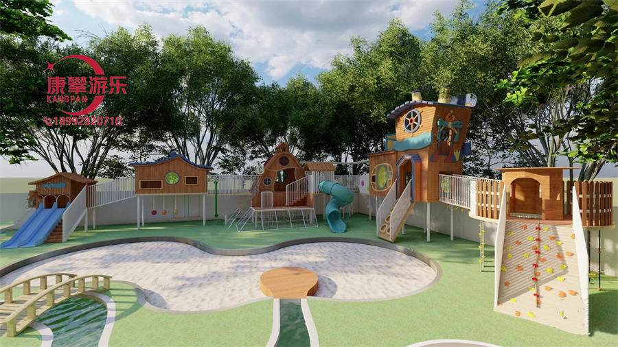 幼兒園樹屋黃花梨木質滑梯