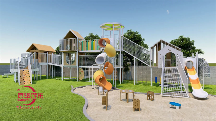幼兒園木質樹屋非標滑梯定