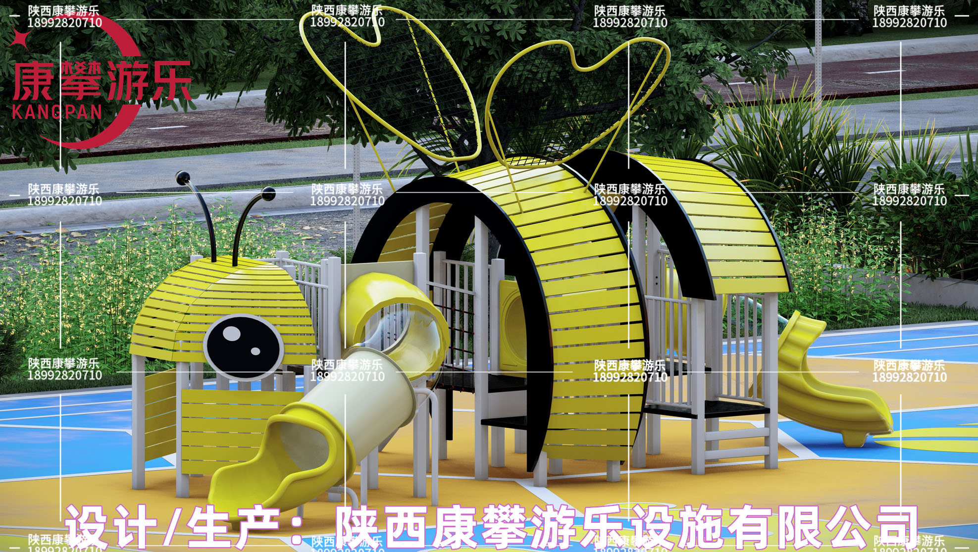 陜西漢中佛坪戶外廣場小蜜蜂非標滑梯定制 陜西漢中佛坪戶外廣場小蜜蜂非標滑梯定制